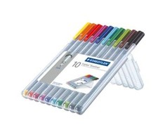 Staedtler triplus fineliner 334, Įvairių spalvų, Pilka, Polipropilenas (PP), 0,3 mm, 10 vnt.