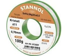 Lydmetalis Sn96.5Ag3Cu0.5 0.7mm 100g su fliusu Stannol