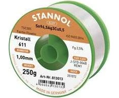 Lydmetalis Sn96.5/Ag3/Cu0.5 1.00mm 250g su fliusu Stannol