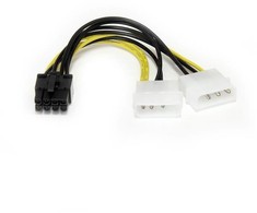 StarTech Molex x2 – PCIe 8 kontaktų, 0,15 m, Geltonas (LP4PCIEX8ADP)