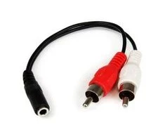 Kabelis StarTech lizdas 3,5 mm - RCA (Cinch) x2 0,15 m juodas (MUFMRCA)