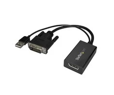 AV adapteris StarTech DVI-D – DisplayPort + USB-A juodas (DVI2DP2)