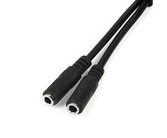 Kabelis StarTech Jack 3.5mm - Jack 3.5mm x2 0.2m juoda (MUYHMKM)