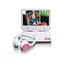 Vaizdo grotuvas LENCO DVP-910 9 DVD-Player + USB &amp; KfZ-Halterung. pink/wei