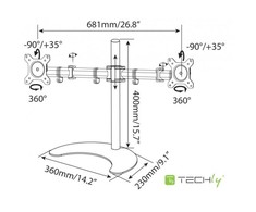Laikiklis Techly Darbastalis ant 2 monitoriai 13 "- 27" (ICA- LCD 3410)