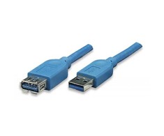USB kabelis Techly USB-A - USB-A 3 m mėlyna (ICOC-U3-AA-30-EX)