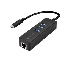 TECHLY 105810 Techly USB-C 3.1 į Gigabit Ethernet RJ45 tinklo adapteris su 3 prievadų USB 3.0 šakotuvu