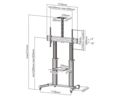 Laikiklis Techly mobilus stovas dideliems TV LCD/LED/ plazminiams 60''-100'', 100kg VESA