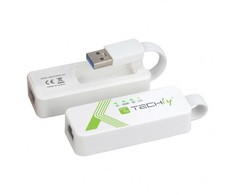Manhattan TECHLY USB3.0 RJ45 Adapteris Weiss USB Stecker Typ A am Kabelis auf RJ45 Netzgeschwindigkeit 10/100/1000 MBit/s