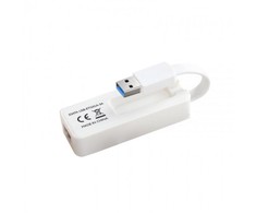 Manhattan TECHLY USB3.0 RJ45 Adapteris Weiss USB Stecker Typ A am Kabelis auf RJ45 Netzgeschwindigkeit 10/100/1000 MBit/s