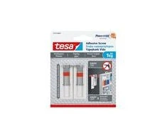 Tesa adhesive screw, 2pcs., for wallpaper and plaster, iki 1kg per screw, adjustable, baltas