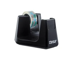 Stalinis lipnios juostelės dėklas TESA Easy Cut Smart su Tesafilm ekologiška ir skaidria juostele, 15mm x 10m