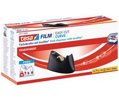 Stalinis dėklas TESA Easy Cut CURVE su TESA Film permatoma juostele, 19mm x 10m