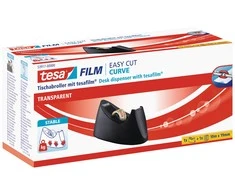 Stalinis dėklas TESA Easy Cut CURVE su TESA Film permatoma juostele, 19mm x 10m