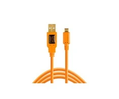 USB kabelis - Tether Tools Pro USB 2.0 Micro-B 4.6m ryškiai oranžinis