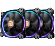 THERMALTAKE Riing 14 LED RGB rinkinys iš 3 didelio našumo korpuso ventiliatorių 3 dalys 140x140x25mm RGB LED triukšmas 28,1 dBA su LNC