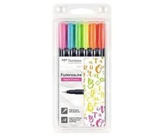 Tombow Flamastry Fudenosuke do kaligrafii neon mix 6 vnt.