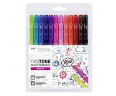 Tombow WS-PK-12P-1 - 12 pc(s) - Juodas,Mėlyna,Brown,Cyan,Žalias,Oranžinis,Rožinė,Raudona,Violet - Fine/Bullet tip - Multicolor - Round - Blister