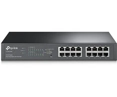 TP-LINK komutatorius TL-SG1016PE, valdomas žiniatinklyje, montuojamas į stelažą, 1 Gbps (RJ-45) jungčių kiekis: 16, PoE+ jungčių kiekis: 8