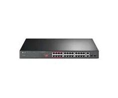TP-LINK 26 prievadų 10/100Mbps PoE+ jungiklis 24 10/100Mbps PoE+ prievadai 2 Gigabit RJ45 prievadai 2 Combo SFP lizdai 802.3at/af 250W PoE