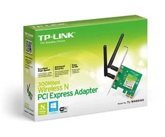 TP-LINK 300MBit/s WLAN-N PCI Express adapteris Atheros-Chipsatz 2T2R 2,4GHz 802.11b/g/n 2 nuimamos antenos