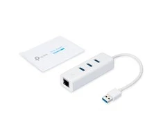TP-LINK USB 3.0 į gigabito eterneto tinklo adapteris, 3 prievadų USB 3.0 šakotuvas, 1 USB 3.0 jungtis, 1 gigabito eterneto prievadas, 3 USB 3.0 jungtys