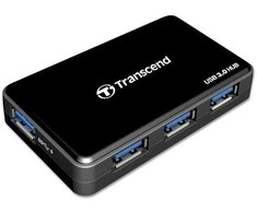 TRANSCEND USB 3.0-Hub su greito įkrovimo lizdu, skirtu oa de iPad Juodas