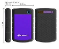 Kietasis išorinis diskas Transcend 25H3P 2.5'' 2TB USB3, Triguba smūgių slopinimo sistema