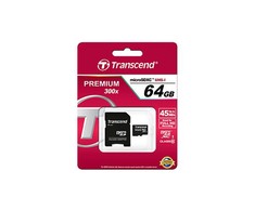 Atminties kortelė Transcend Micro SDXC 64GB Class 10 300x + SD adapteriai