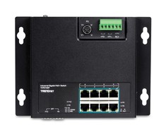 Šakotuvas TRENDnet 10 prievadų pramoninis Gigabit PoE+ WallMount priekinis Acc