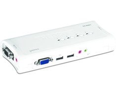 TRENDnet KVM Switch 4-Port VGA/USB/Audio mit Kabeln