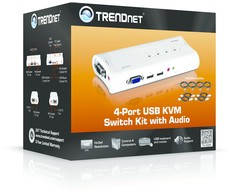 TRENDnet KVM Switch 4-Port VGA/USB/Audio mit Kabeln