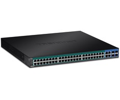 Šakotuvas TRENDnet komutatorius 52 prievadų Gbit/s Valdomas PoE+ 740W WebSmart 19"