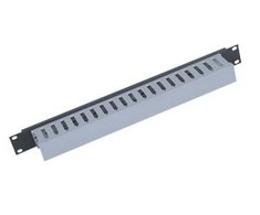TRITON 19" įrišimo plokštė 1U vienpusė plastikinė juostelė, pilkai juoda