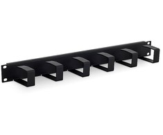 Triton 19" 1U kabelių valdymo skydelis, 6x metaliniai laikikliai, 70x40mm, šviesiai pilka
