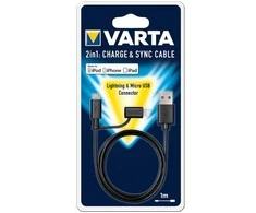 Varta Charge &amp; sync laidas 2in1: Lightning &amp; Micro USB 57943 laidas