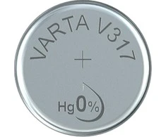 Varta-V317, Vienkartinė baterija, Sidabro oksidas (S), 1,55 V, 1 vnt., Hg (gyvsidabris), Sidabras