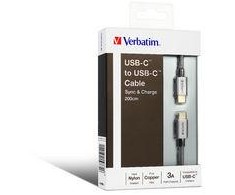 Kabelis USB Verbatim USB-C - USB-C 2 m Pilka (65054)
