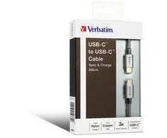 Kabelis USB Verbatim USB-C - USB-C 2 m Pilka (65054)