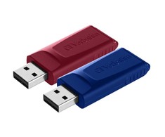 Verbatim USB atmintinė, USB 2.0, 32GB, Slider, mėlyna, raudona, 49327, USB A, usb su ištraukiama jungtimi. 2 vnt