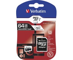 Atminties kortelė Verbatim Micro SDXC 64GB Class 10 su adapteriu