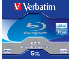 VERBATIM 5x BD-R 25GB 6x Jewel Case baltas mėlynas paviršius