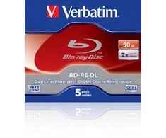 VERBATIM 5x BD-RE Dual Layer 50GB 2x Jewel Case baltas mėlynas paviršius