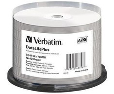 1x50 Verbatim CD-R 80 / 700MB 52x baltas platus terminis spausdinimas