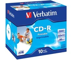 CD-R Verbatim [ brangakmenių dėklas 10 | 700 MB | 52x | Kristalas | DataLife+ AZO ]
