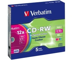 Verbatim CD-RW Color 12x 700 MB 5 vnt