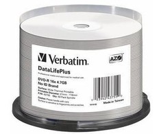 VERBATIM 50x DVD-R 4,7GB 16x spausdinamas platus paviršius