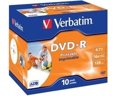DVD-R Verbatim [ brangakmenių dėklas 10 | 4,7 GB | 16x | spausdinimui ]