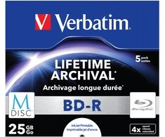 VERBATIM M-Disc BD-R vieno sluoksnio 25 GB rašalinis spausdinimas 5xJC
