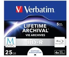 VERBATIM M-Disc BD-R vieno sluoksnio 25 GB rašalinis spausdinimas 5xJC